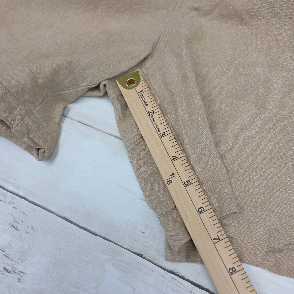 Old Navy Jogger Shorts Linen Blend Men M Maple Glazed Tan Drawstring 853507